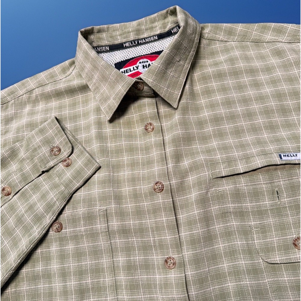 Helly Hansen Long Sleeve Button‎ Up Shirt Mens Large Vented Hiking Fishing